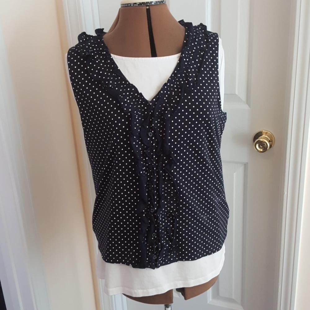 Chaps sleeveless top with ruffle detail